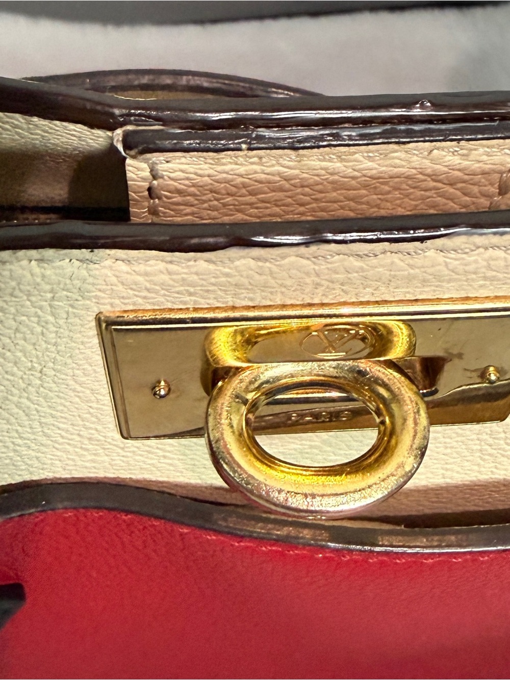 Authentic Louis Vuitton On My Side MM Red Calf Leather Monogram Tote Shoulder Ba - Picture 11 of 13